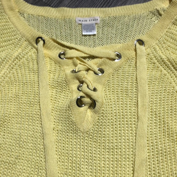 Women’s Main Strip Yellow Laced Sweater Sz S - Picture 2 of 6